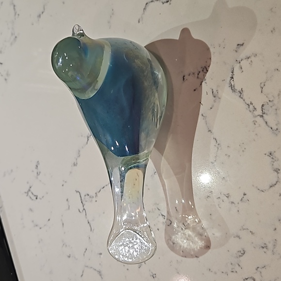 Blue and White Glass Bird - Picture 2 of 4